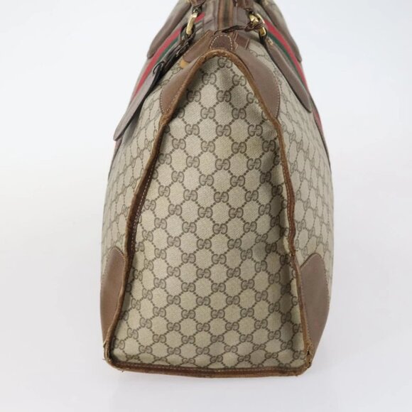 GUCCI GG Supreme Web Sherry Line Boston Bag PVC Beige Gold - Picture 4 of 16